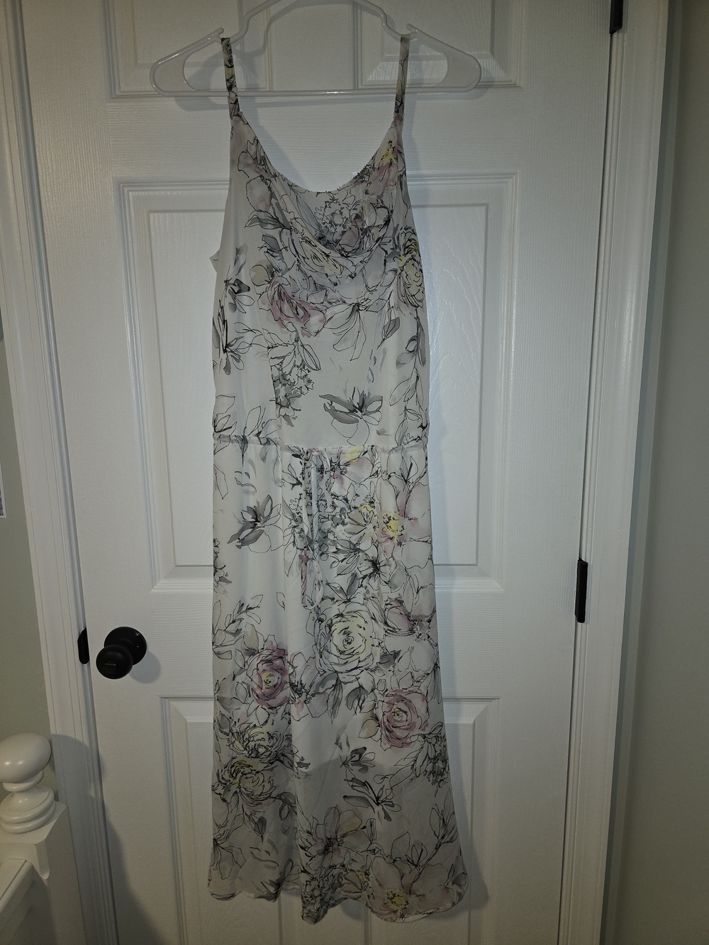 White House Black Market White Floral Cowl Neck Maxi Dress